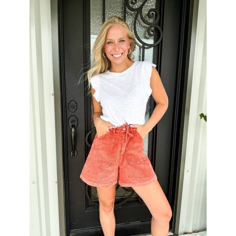 NEW FANTASTIC FAWN corduroy shorts in rust